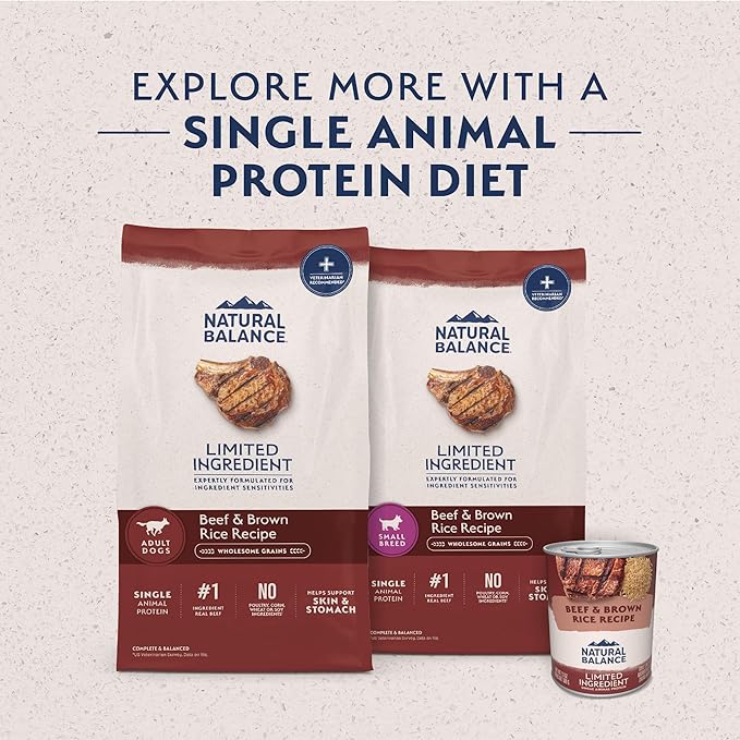 Natural Balance Limited Ingredient Adult Dry Dog Food with Healthy Grains, Beef & Brown Rice Recipe, 12 Pound (Pack of 1) - PhishStones Products