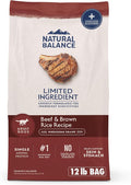 Natural Balance Limited Ingredient Adult Dry Dog Food with Healthy Grains, Beef & Brown Rice Recipe, 12 Pound (Pack of 1) - PhishStones Products