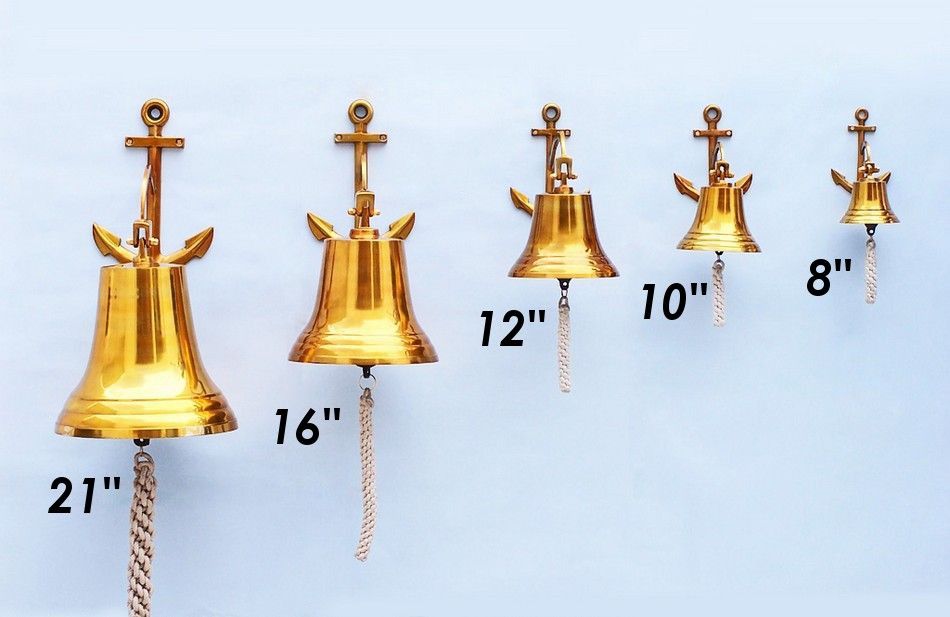Brass Plated Hanging Anchor Bell 8""