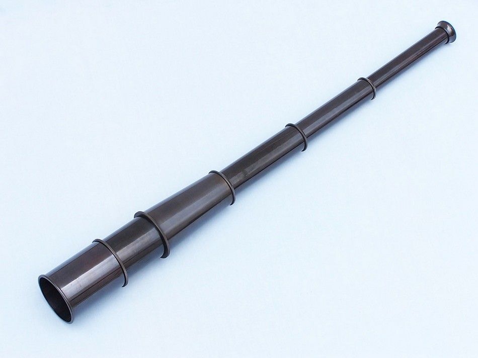 Deluxe Class Oil Rubbed Bronze Antique Admiral's Spyglass Telescope 27"" with Rosewood Box