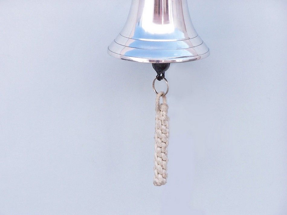 Chrome Hanging Ship Wheel Bell 8""
