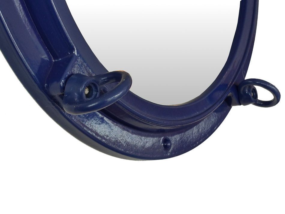 Navy Blue Decorative Ship Porthole Mirror 15""