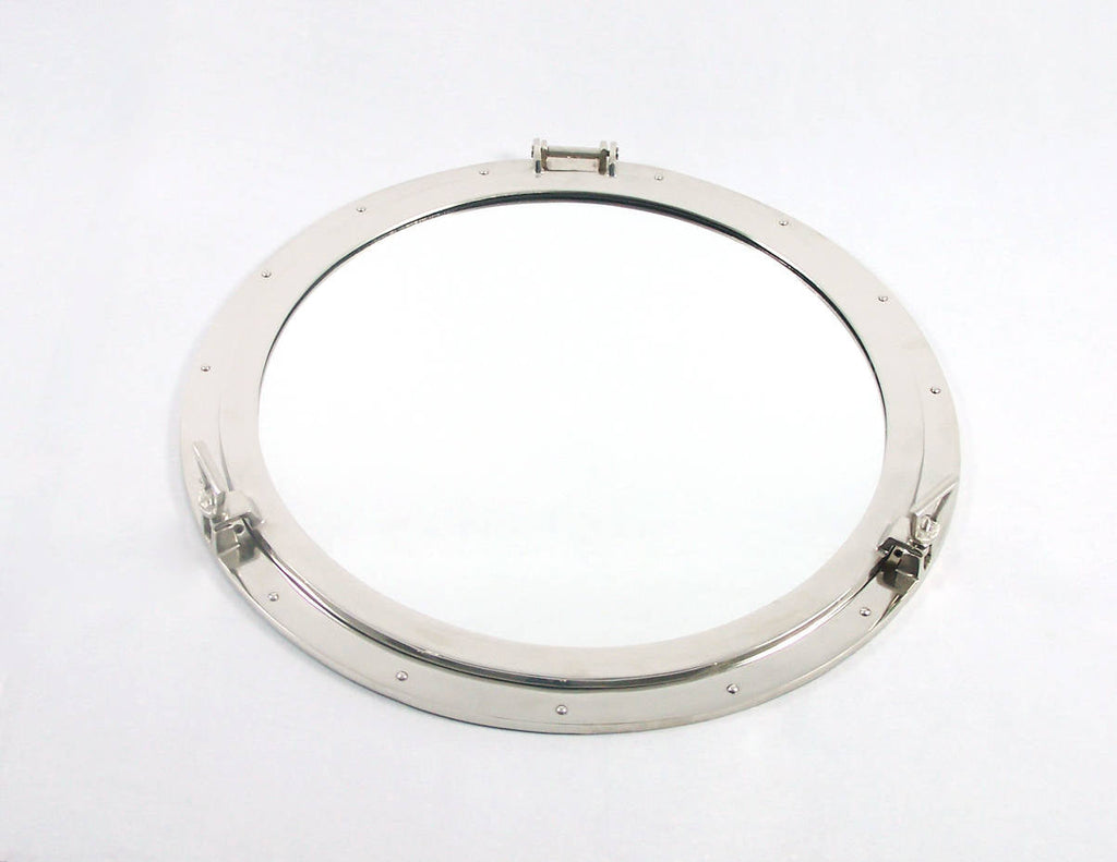 Deluxe Class Brushed Nickel Decorative Ship Porthole Mirror 30""