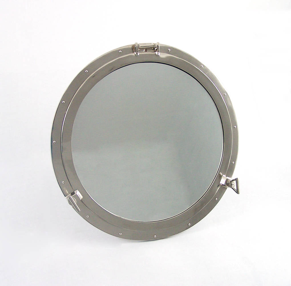 Deluxe Class Brushed Nickel Decorative Ship Porthole Mirror 30""
