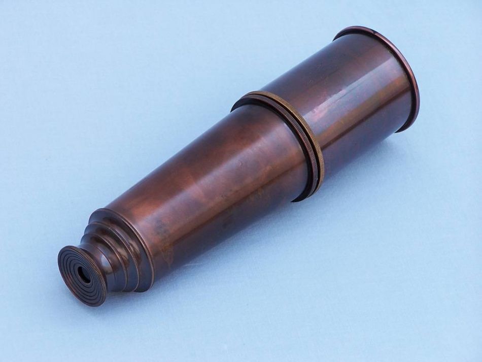 Deluxe Class Admiral's Antique Copper Spyglass Telescope With Rosewood Box 27""