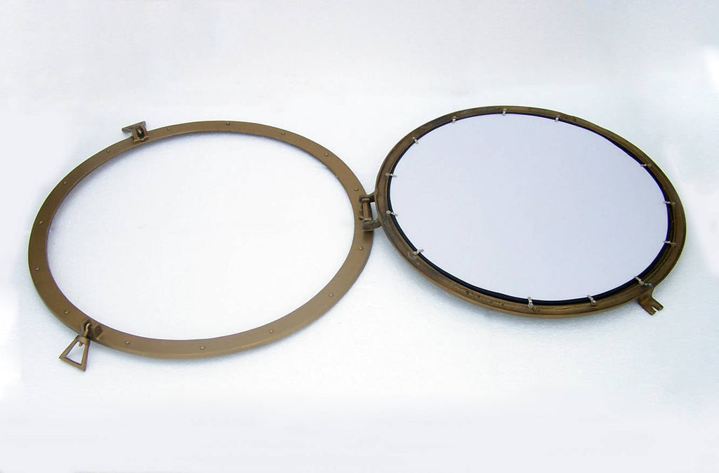 Deluxe Class Antique Brass Decorative Ship Porthole Mirror 30""