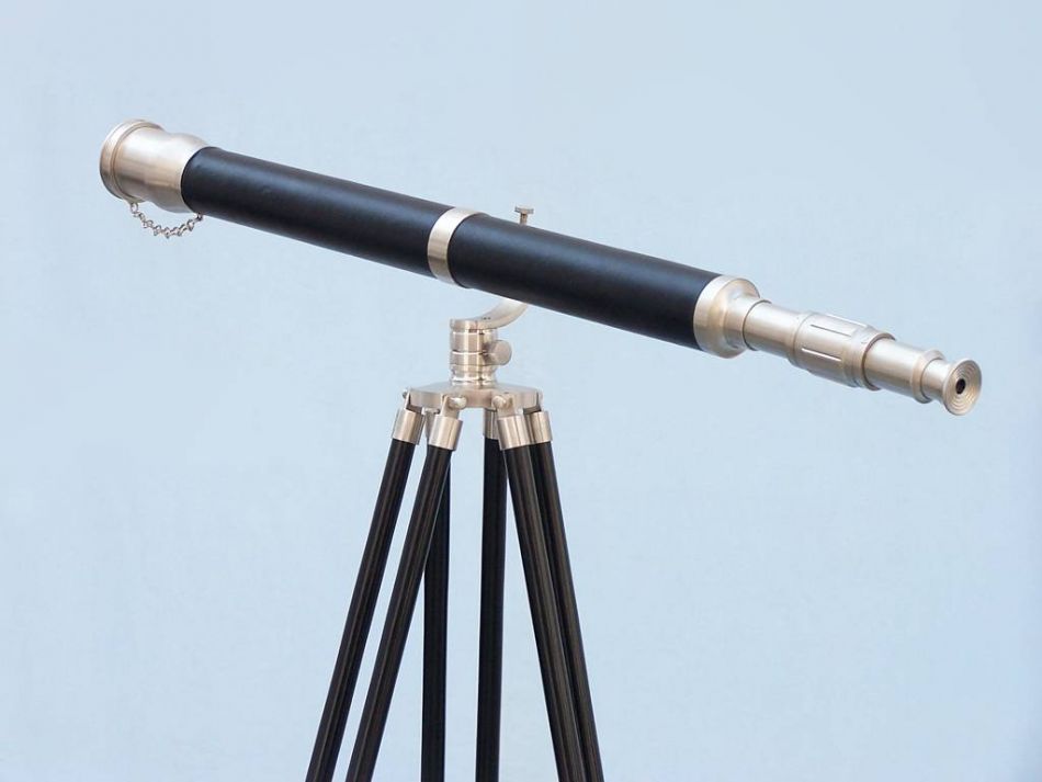 Floor Standing Brushed Nickel With Leather Galileo Telescope 65""