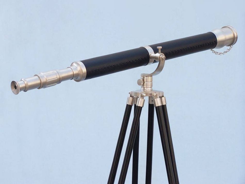 Floor Standing Brushed Nickel With Leather Galileo Telescope 65""