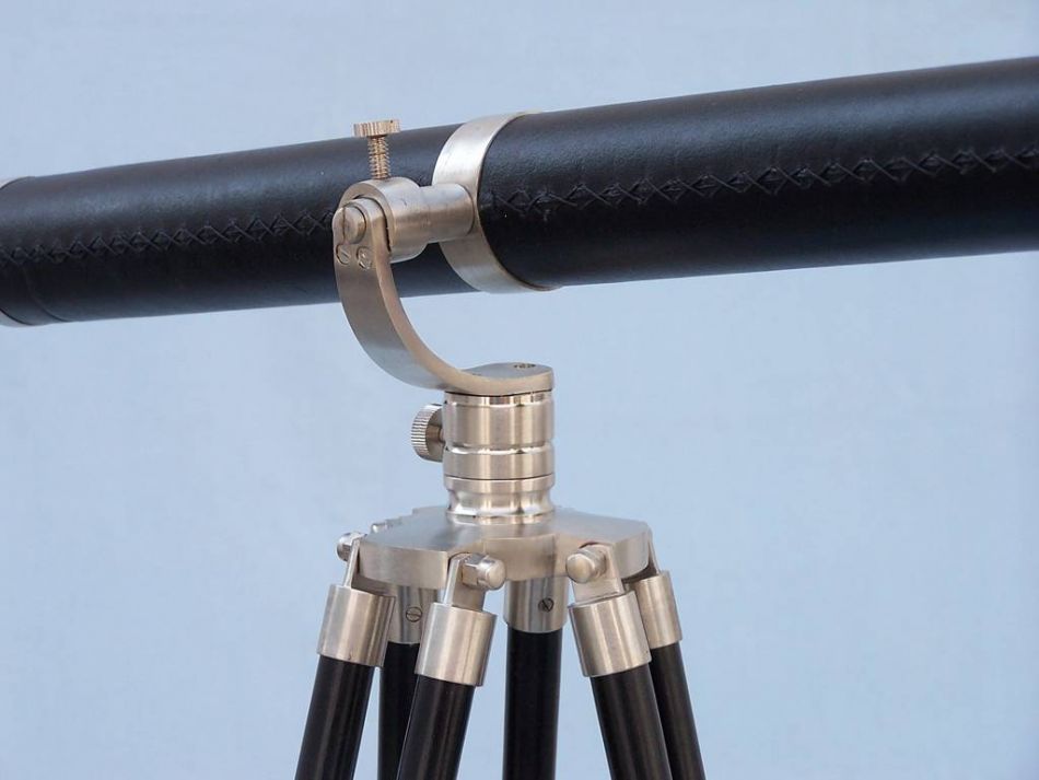 Floor Standing Brushed Nickel With Leather Galileo Telescope 65""