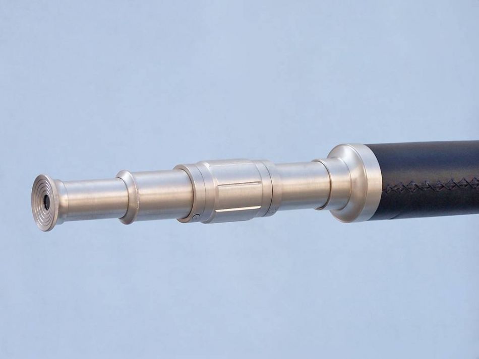 Floor Standing Brushed Nickel With Leather Galileo Telescope 65""