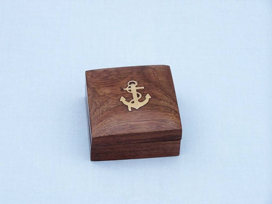 Antique Copper Desk Compass with Rosewood Box 3""