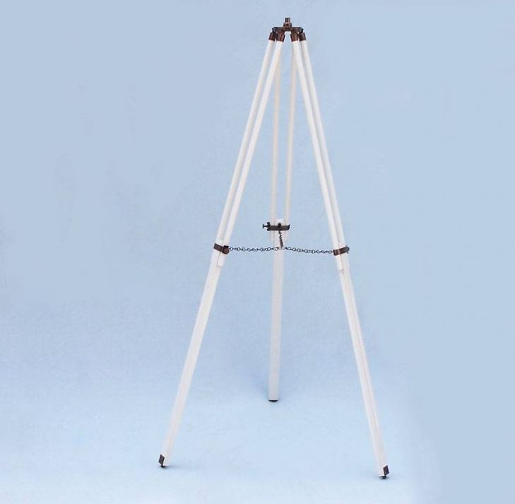 Floor Standing Antique Copper with White Leather Harbor Master Telescope 50""