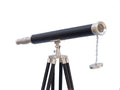 Floor Standing Brushed Nickel With Leather Harbor Master Telescope 60""