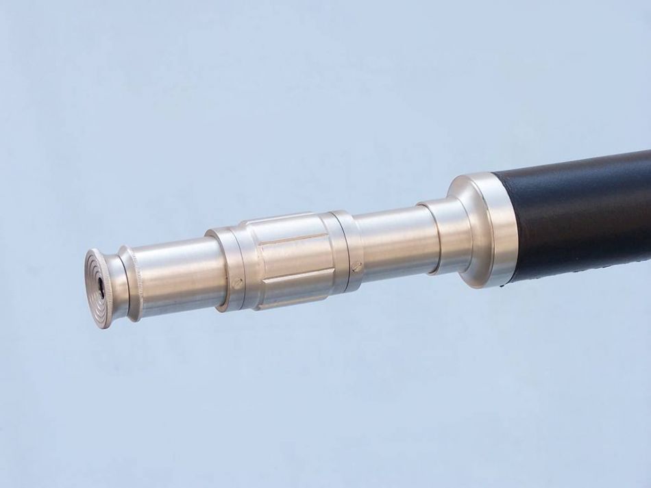 Floor Standing Brushed Nickel With Leather Harbor Master Telescope 60""