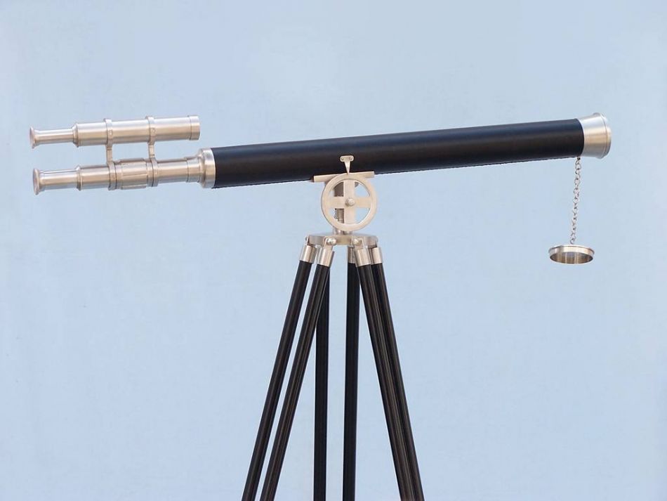 Floor Standing Brushed Nickel With Leather Griffith Astro Telescope 65""