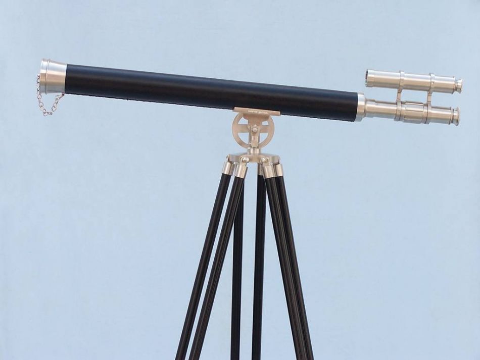 Floor Standing Brushed Nickel With Leather Griffith Astro Telescope 65""