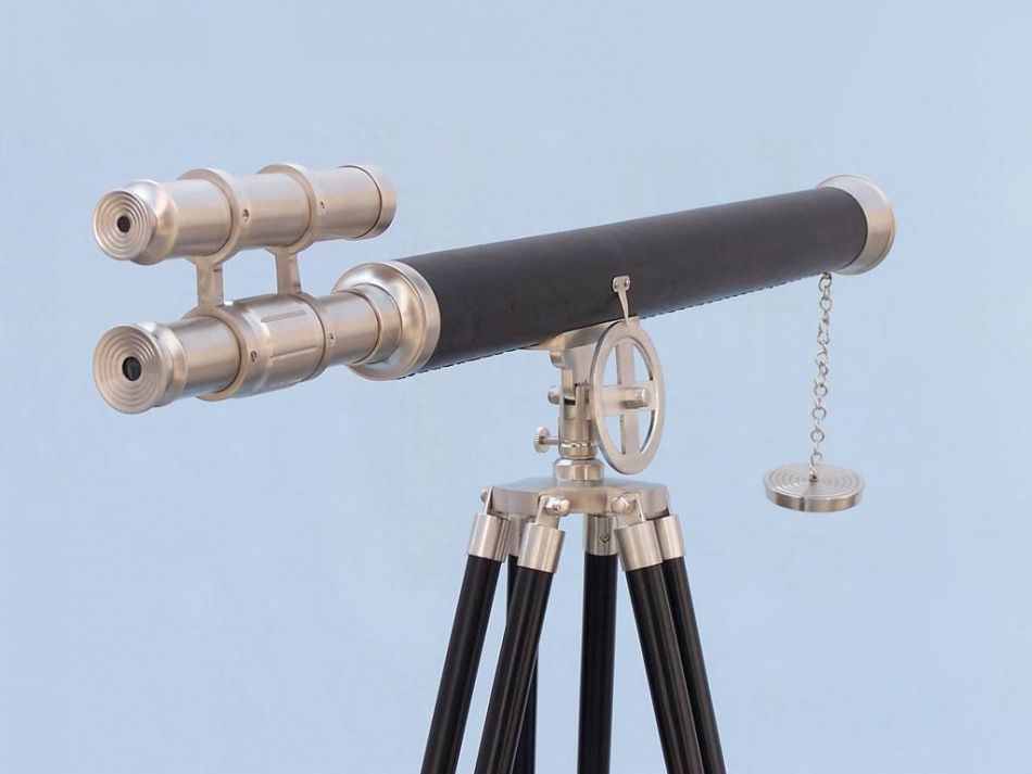 Floor Standing Brushed Nickel With Leather Griffith Astro Telescope 65""