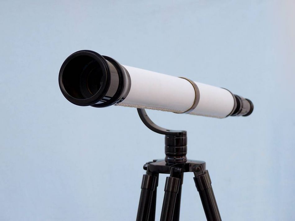 Floor Standing Oil-Rubbed Bronze-White Leather With Black Stand Galileo Telescope 65""