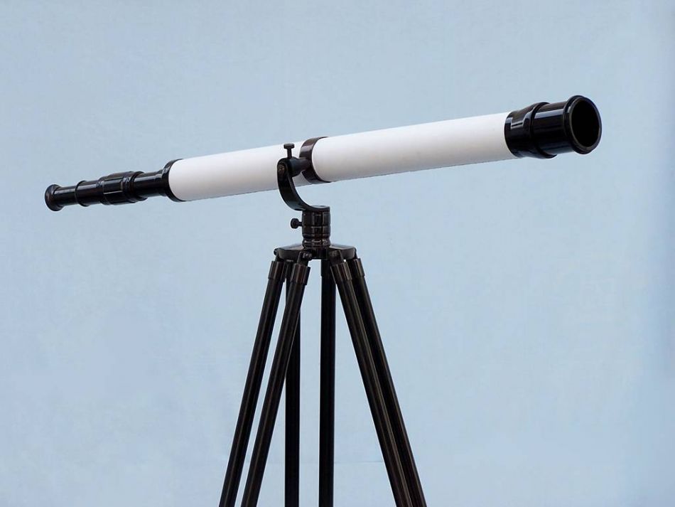 Floor Standing Oil-Rubbed Bronze-White Leather With Black Stand Galileo Telescope 65""