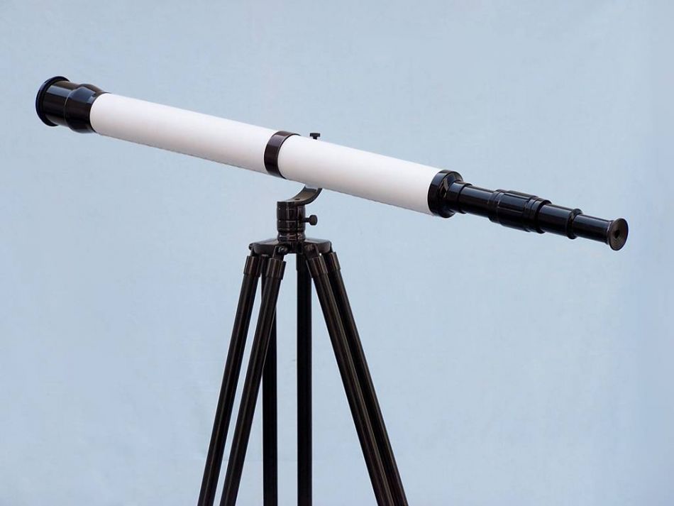 Floor Standing Oil-Rubbed Bronze-White Leather With Black Stand Galileo Telescope 65""