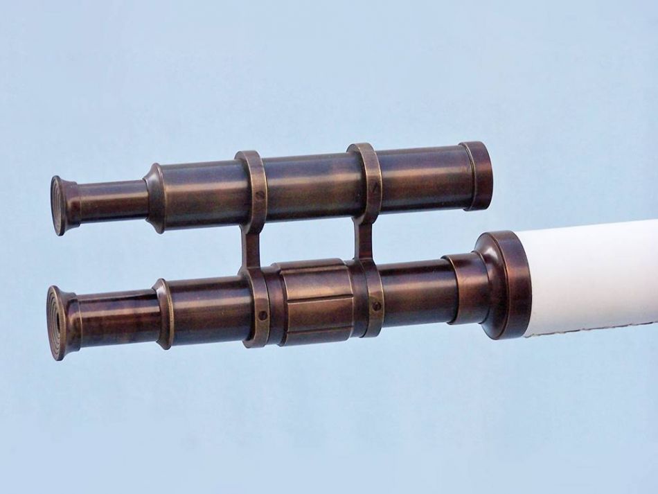 Floor Standing Bronzed With White Leather Griffith Astro Telescope 65""