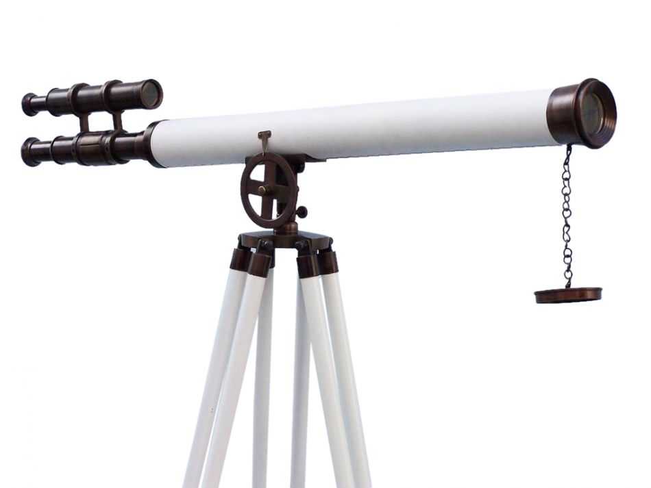 Floor Standing Bronzed With White Leather Griffith Astro Telescope 65""