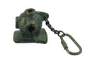 Antique Bronze Cast Iron Diver Helmet Key Chain 5""