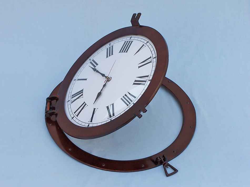 Antique Copper Decorative Ship Porthole Clock 24""