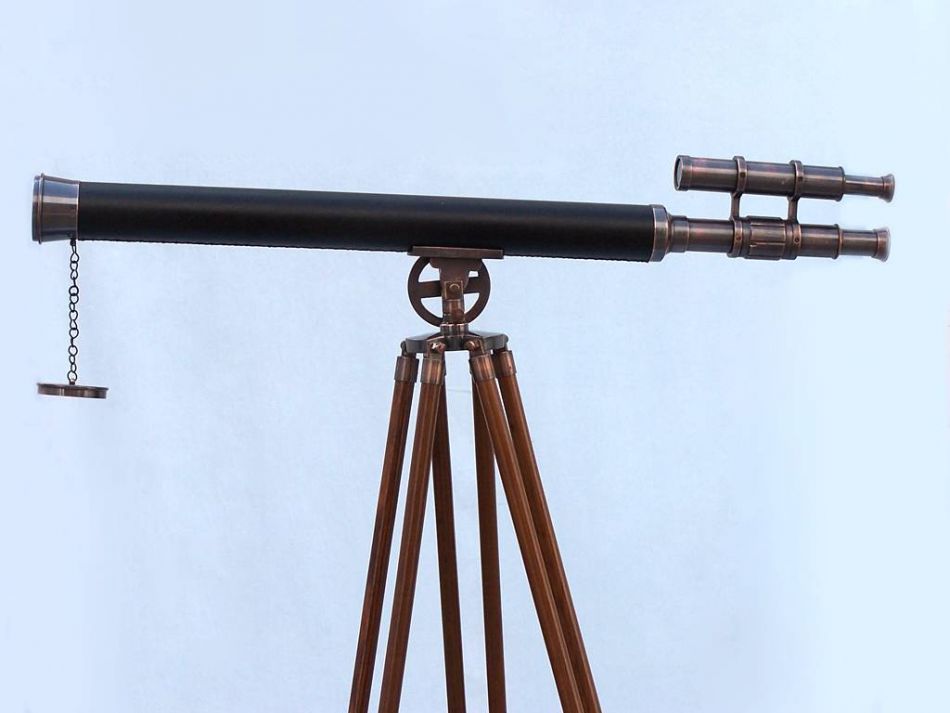 Floor Standing Antique Copper with Leather Griffith Astro Telescope 65""