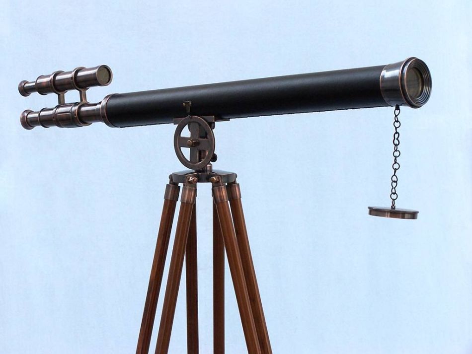 Floor Standing Antique Copper with Leather Griffith Astro Telescope 65""