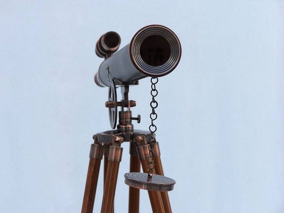 Floor Standing Antique Copper with Leather Griffith Astro Telescope 65""