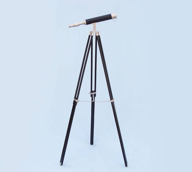 Floor Standing Brushed Nickel With Leather Harbor Master Telescope 50""