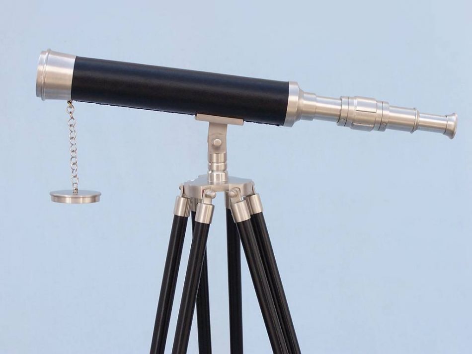 Floor Standing Brushed Nickel With Leather Harbor Master Telescope 50""