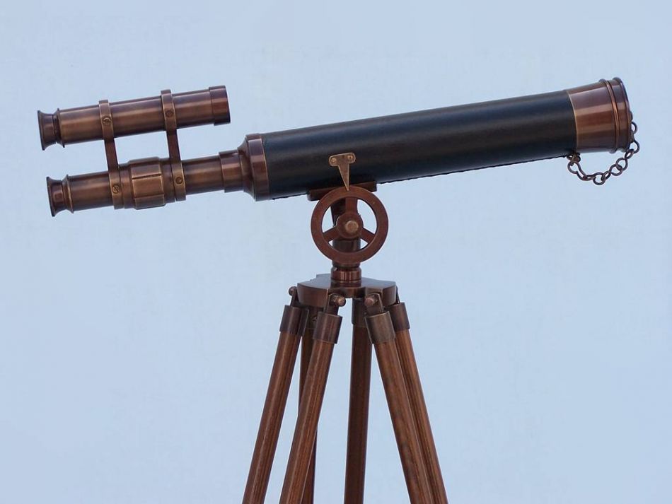 Floor Standing Bronzed With Leather Griffith Astro Telescope 50""