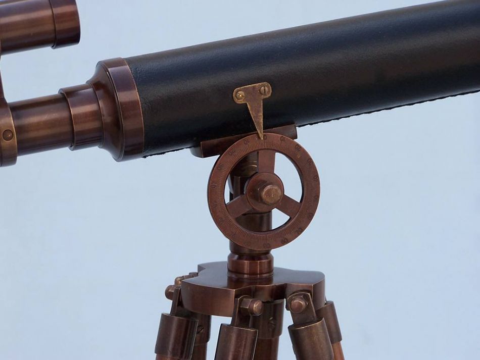 Floor Standing Bronzed With Leather Griffith Astro Telescope 50""