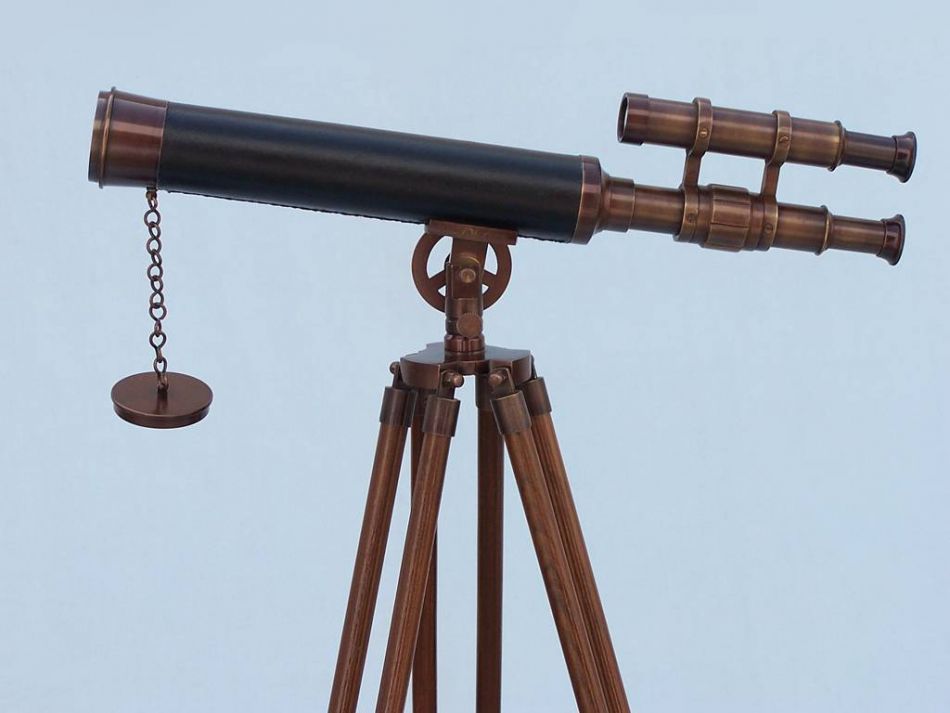 Floor Standing Bronzed With Leather Griffith Astro Telescope 50""