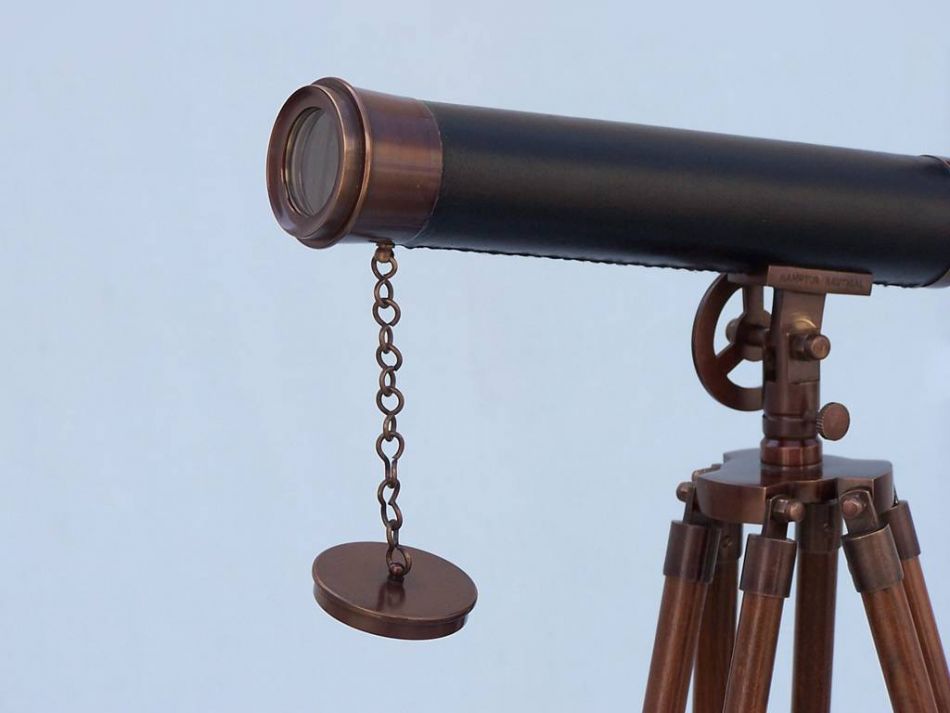 Floor Standing Bronzed With Leather Griffith Astro Telescope 50""