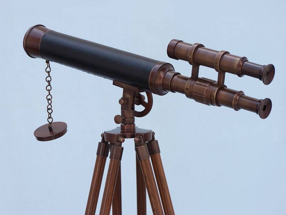 Floor Standing Bronzed With Leather Griffith Astro Telescope 50""
