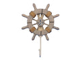 Rustic Decorative Ship Wheel With Anchor and Hook 8""