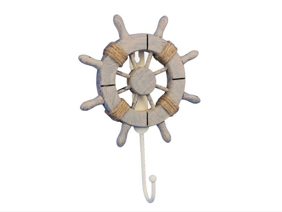 Rustic Decorative Ship Wheel With Hook 8""