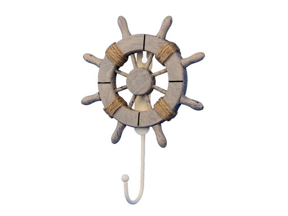 Rustic Decorative Ship Wheel With Hook 8""