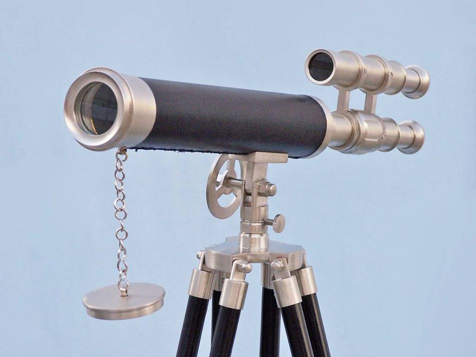 Floor Standing Brushed Nickel With Leather Griffith Astro Telescope 50""