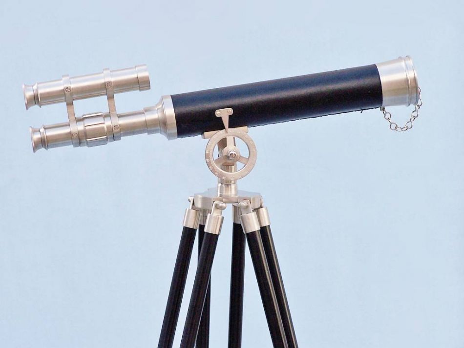 Floor Standing Brushed Nickel With Leather Griffith Astro Telescope 50""