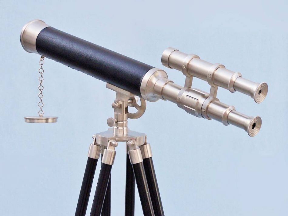 Floor Standing Brushed Nickel With Leather Griffith Astro Telescope 50""