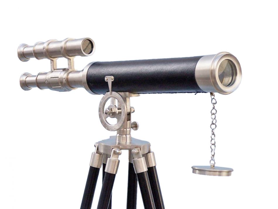 Floor Standing Brushed Nickel With Leather Griffith Astro Telescope 50""