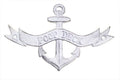 Whitewashed Cast Iron Poop Deck Anchor Sign 8""