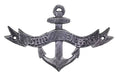 Antique Silver Cast Iron Ship Happens Anchor Sign 8""