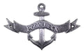 Antique Silver Cast Iron Poop Deck Anchor Sign 8""