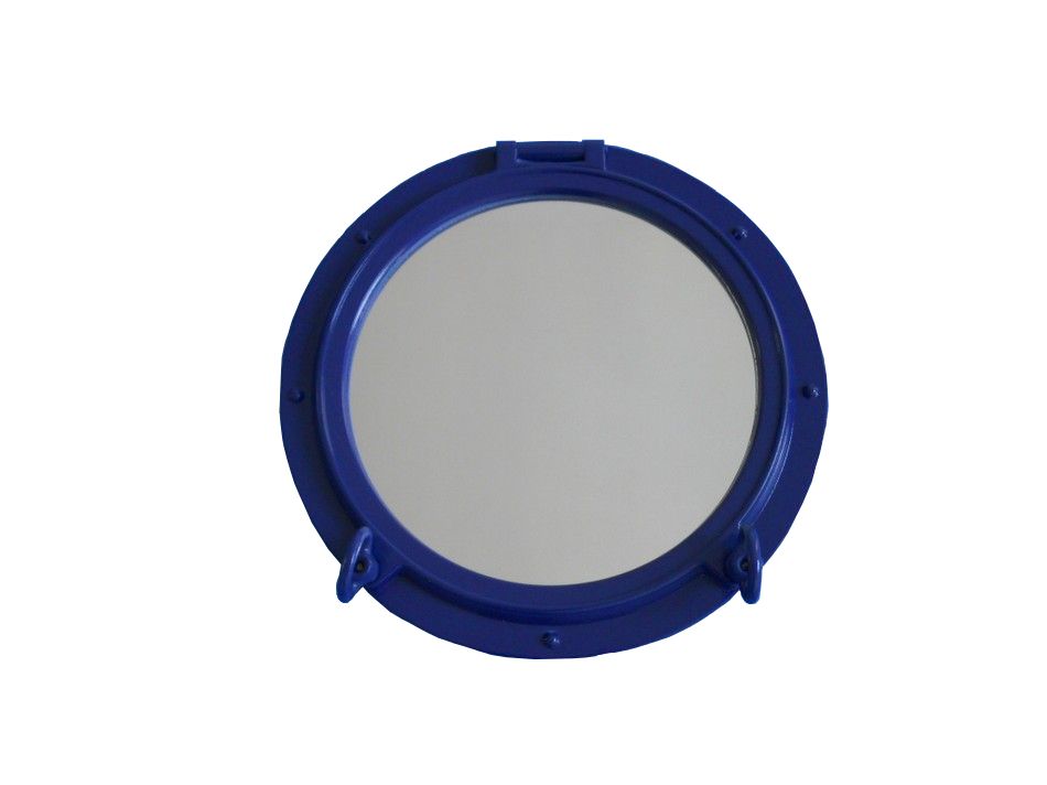 Navy Blue Decorative Ship Porthole Mirror 15""