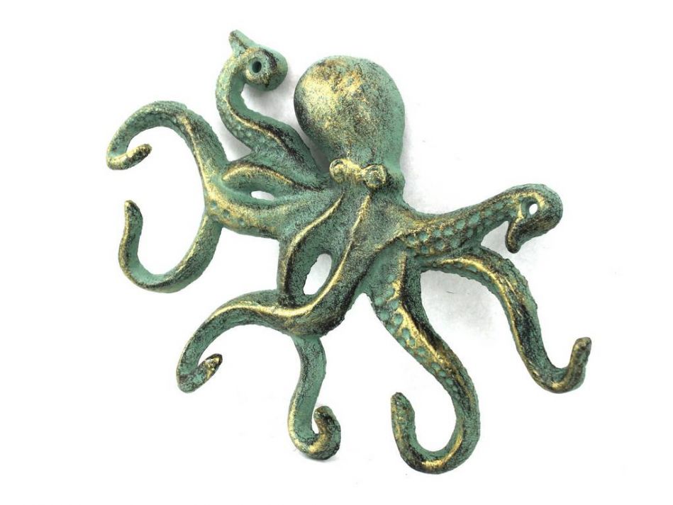 Antique Bronze Cast Iron Octopus Hook 11""